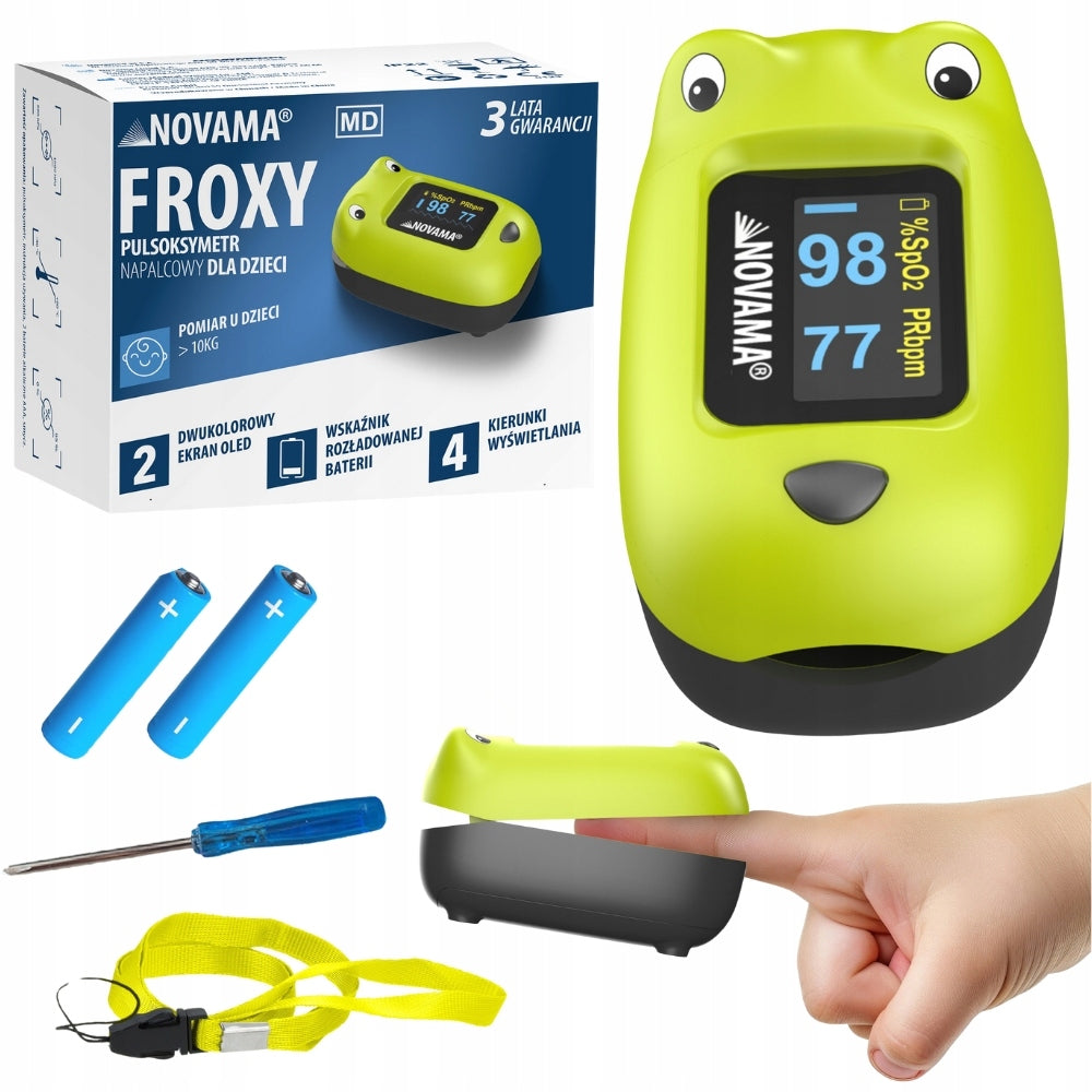 PULSE OXIMETER FOR CHILDREN ON MEDICAL FINGER >10KG NOVAMA FROXY FROG
