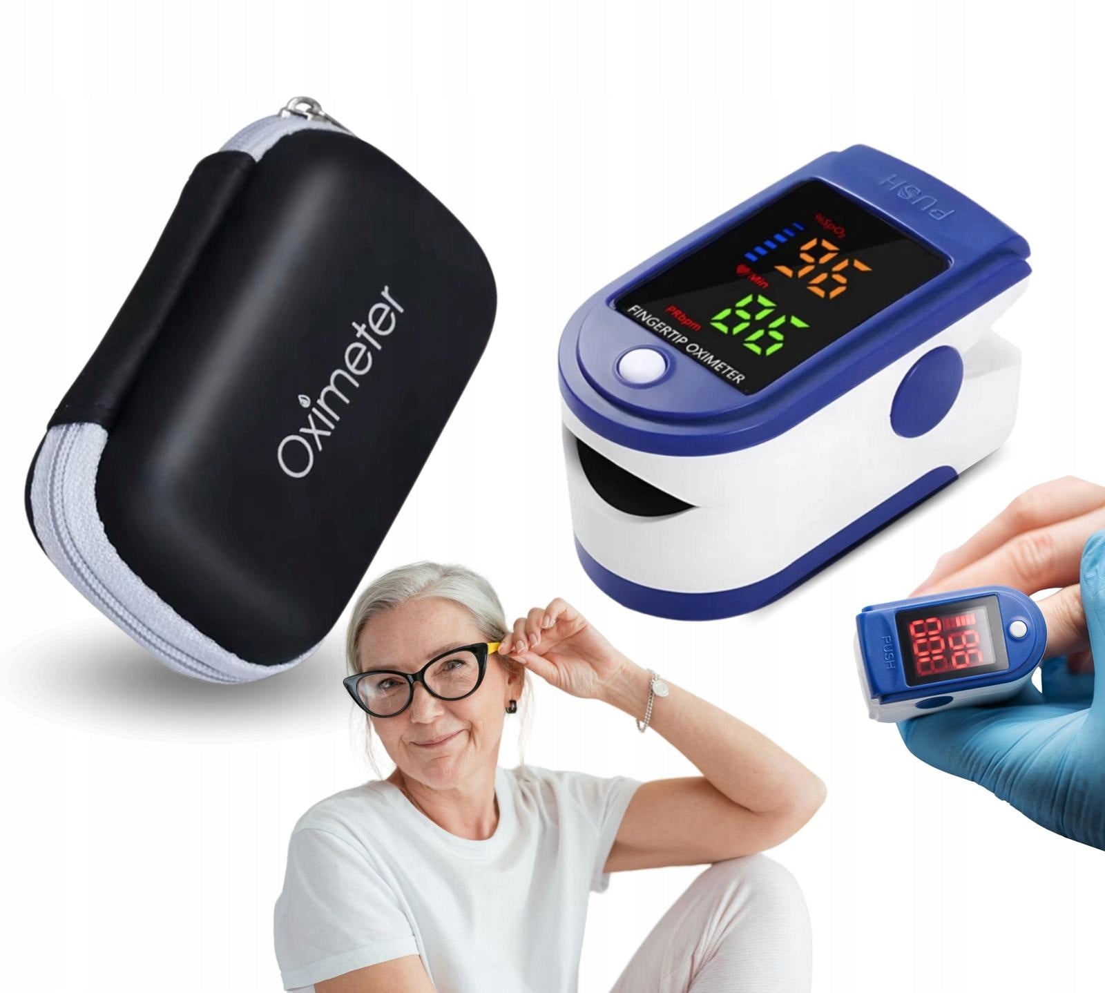 PULSE OXIMETER + PROTECTIVE BOX FINGER HEART RATE MONITOR SATURATION HEART RATE