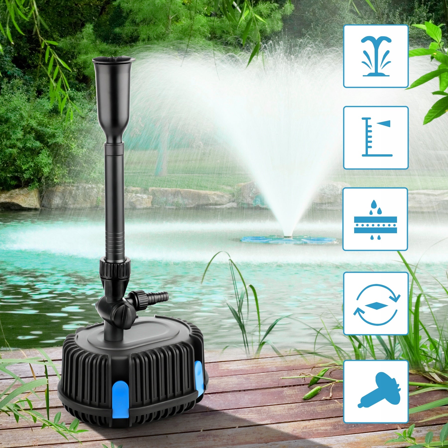 PUMP FOR POND WATER FOUNTAIN CASCADE 1500 l/h 25W Packaging status original