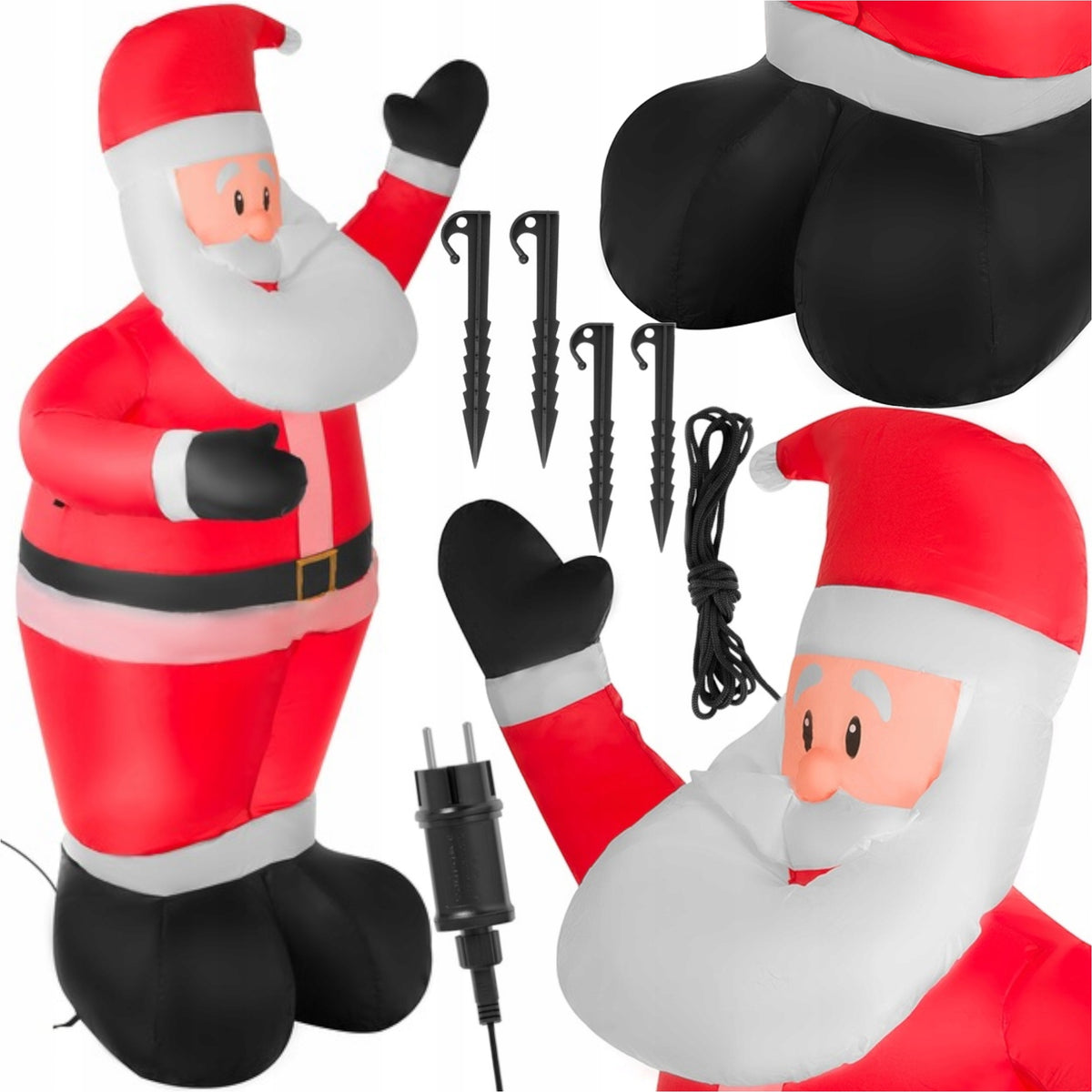 PUMPED RED SANTA CLAUS INFLATABLE CHRISTMAS DECORATION WITH BACKLIGHT