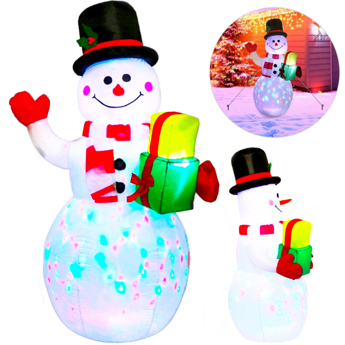 PUMPED SNOWMAN GLOWING LED INFLATABLE CHRISTMAS DECORATION WITH PUMP 150cm