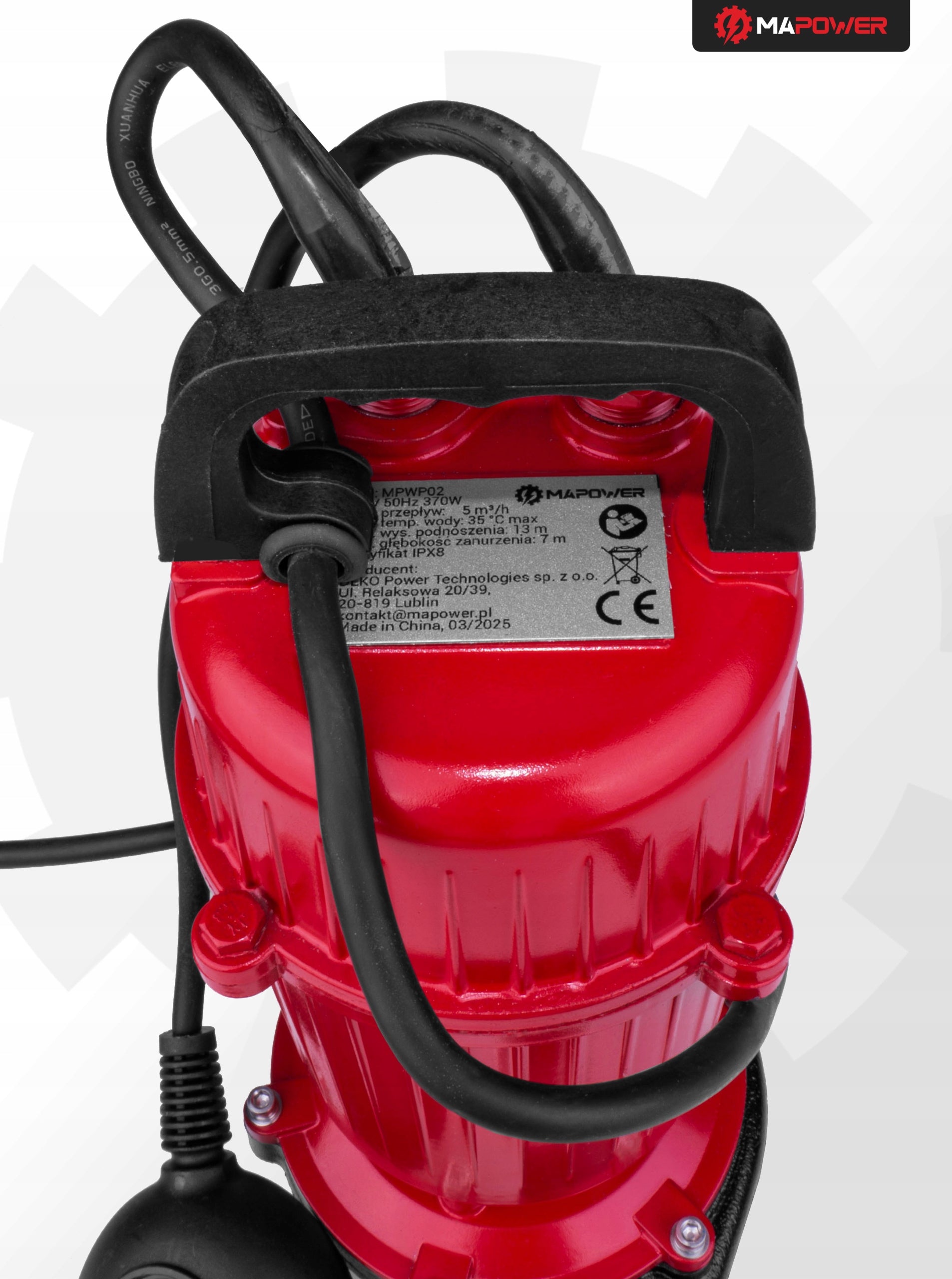 PURE DIRTY POOL WATER PUMP SUBMERSIBLE FLOAT 370W Maximum pump output 5000 l/h
