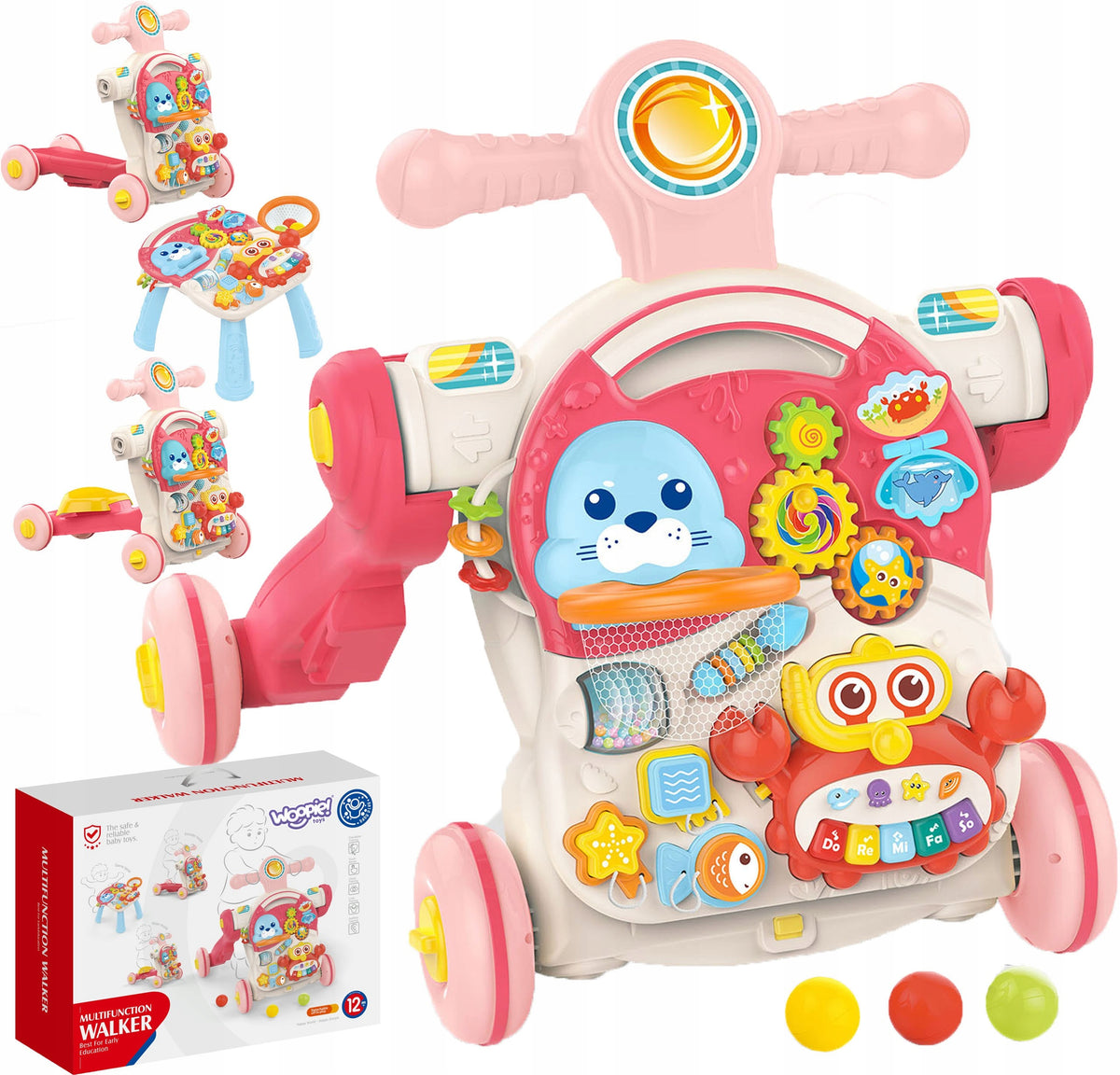 PUSHER WALKER EDUCATIONAL TABLE SCOOTER INTERACTIVE RIDE 4IN1 WOOPIE Manufacturer code 47580