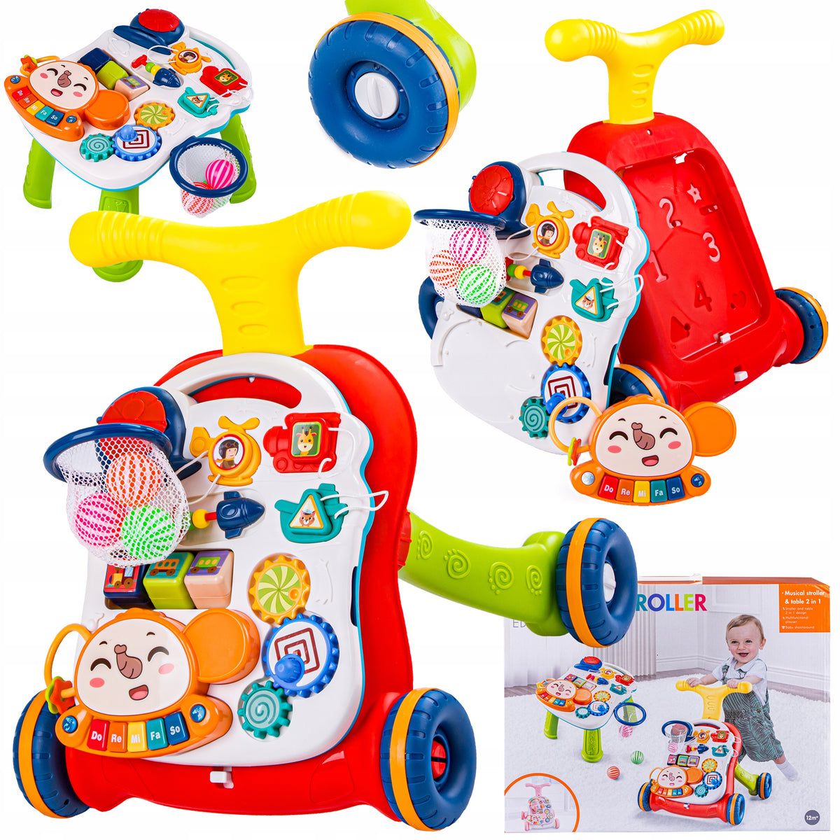 PUSHER WALKER INTERACTIVE EDUCATIONAL TABLE 2IN1 Piano sounds