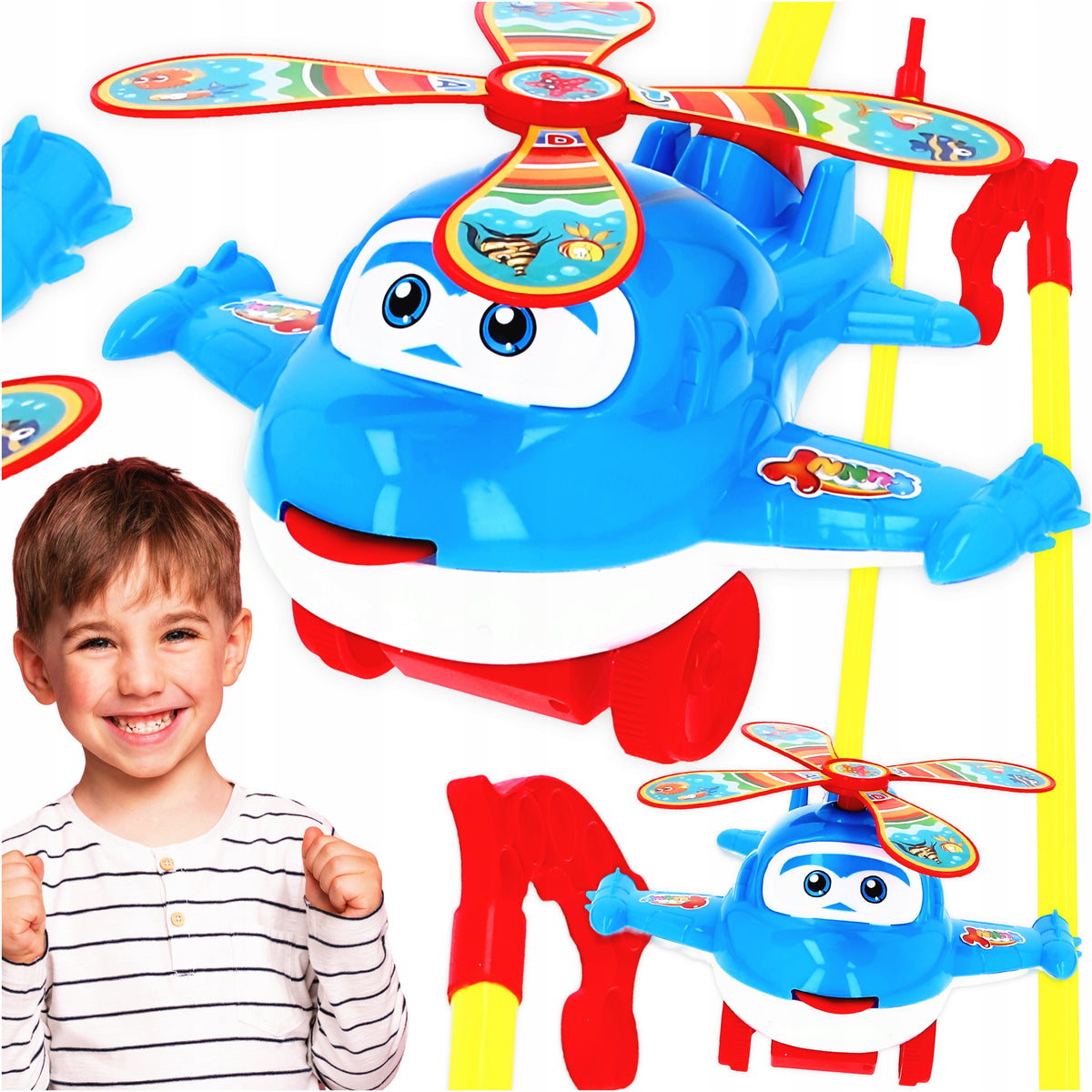 PUSHING PLANE HELICOPTER ON STICK PUSHER
