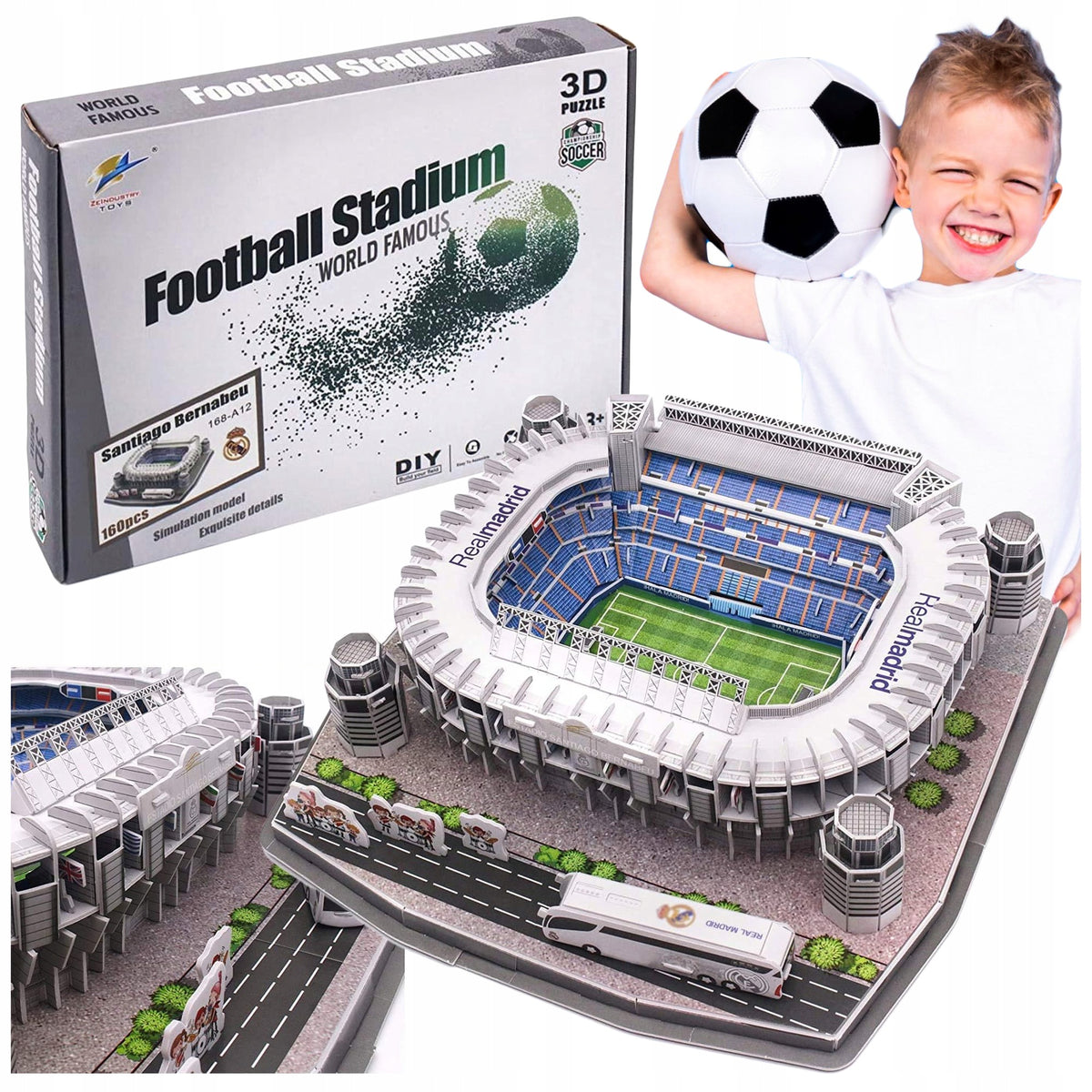 PUZZLE 3D FOOTBALL STADIUM REAL MADRID SANTIAGO BERNABEU 138 ELEMENTS Packaging status original