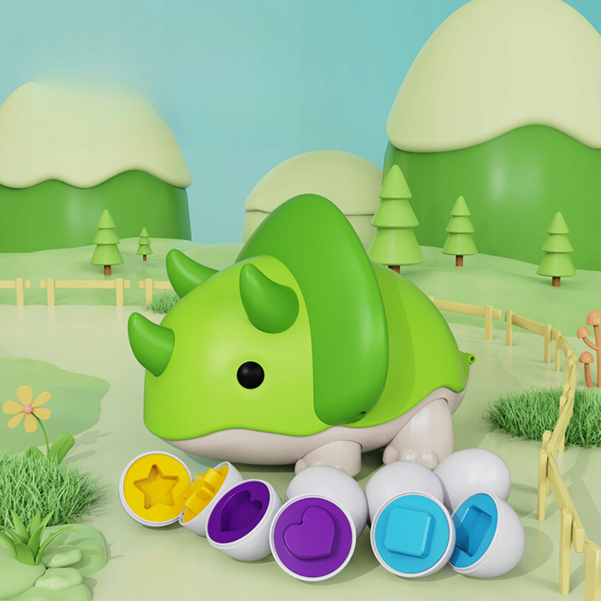 PUZZLE EGG RIDING DINOSAUR MATCH SHAPES COLORS Brand no brand