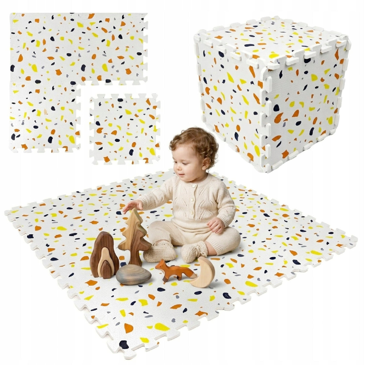 PUZZLE FOAM EDUCATIONAL FOAM MAT FOR CHILDREN SPOTTED SPOTS 90 X 90 CM