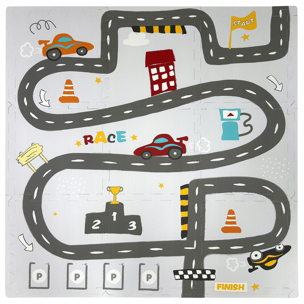 PUZZLE FOAM EDUCATIONAL FOAM MAT FOR CHILDREN STREET RACE 90 X 90 CM