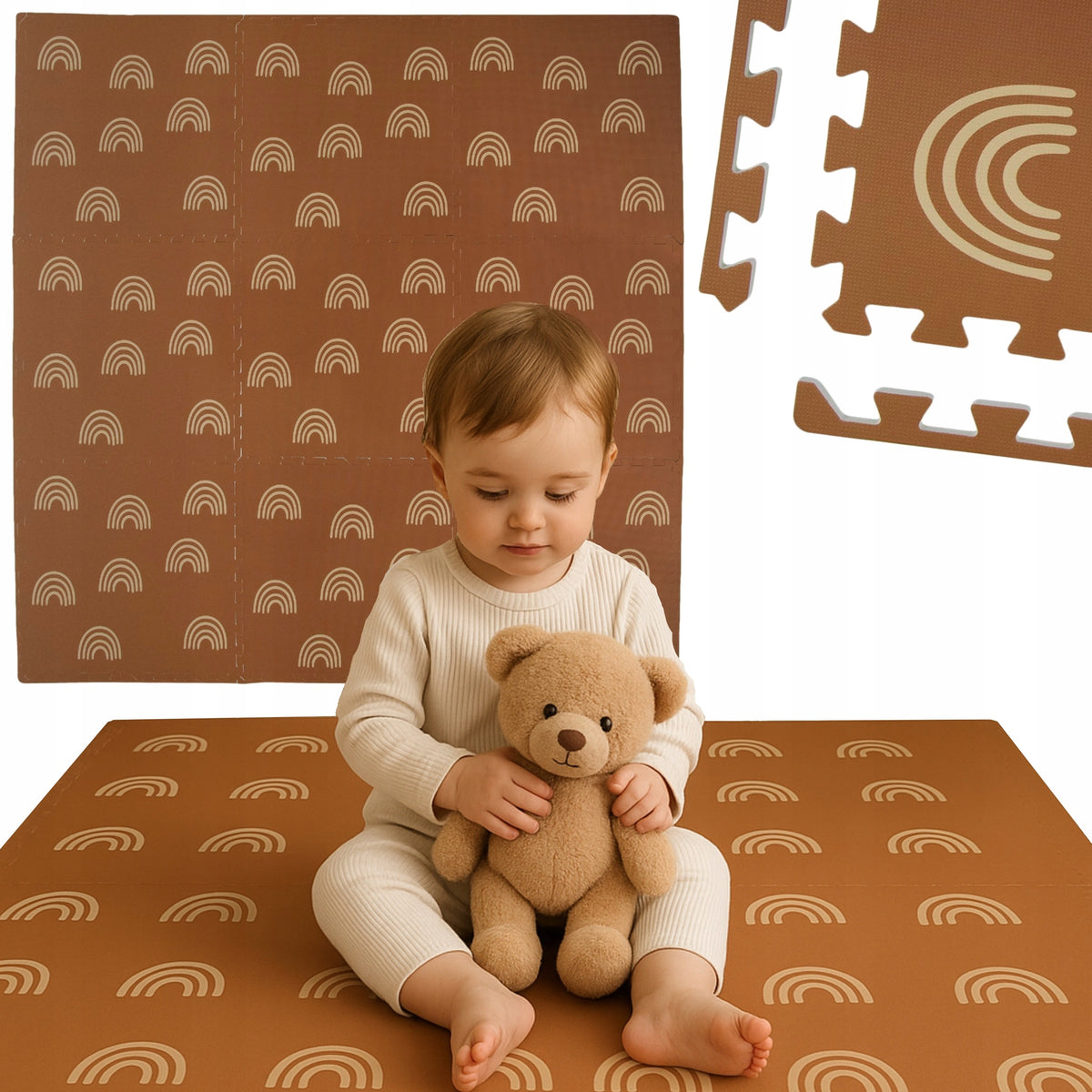 PUZZLE FOAM PREMIUM QUALITY FOAM MAT 180x180 CM 9 PCS BROWN ARCHES