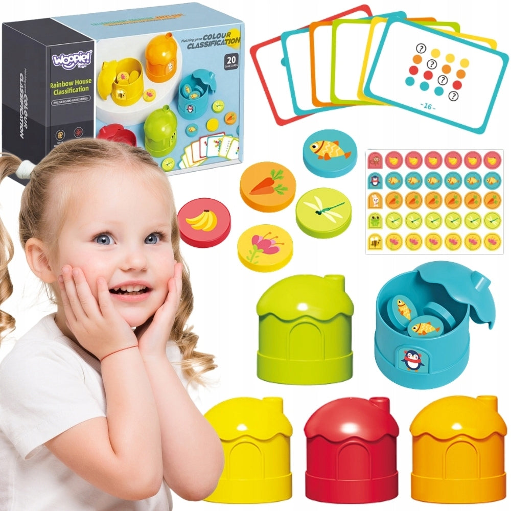 PUZZLE GAME EDUCATIONAL COLOR SORTER SET MONTESSORI RAINBOW WOOPIE