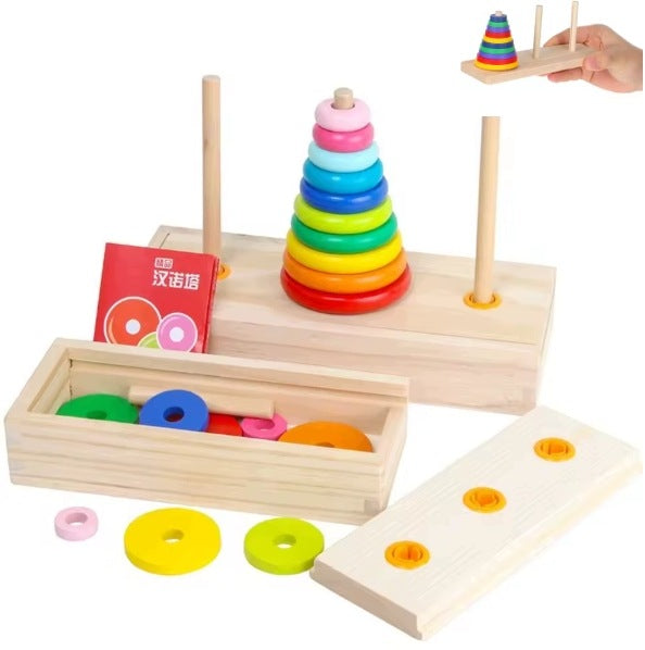 PUZZLE GAME FOR CHILDREN TOWER HANOI STACKING PYRAMID SORTER GIFT Manufacturer code TĘCZOWA KOLOROWA DREWNIANA UKŁADANKA PUZZLE