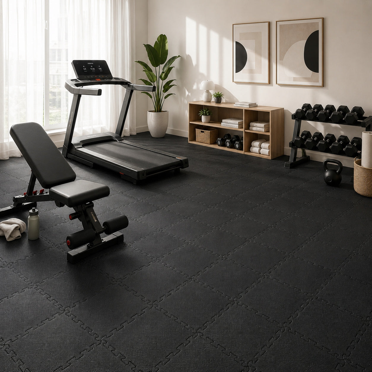 PUZZLE MAT FOR EQUIPMENT THICK PROTECTIVE XXL FOAM 30 PCS GYM 2.59m2 Manufacturer code MPE-30-01 Mata puzzle EVA czarna 30el.