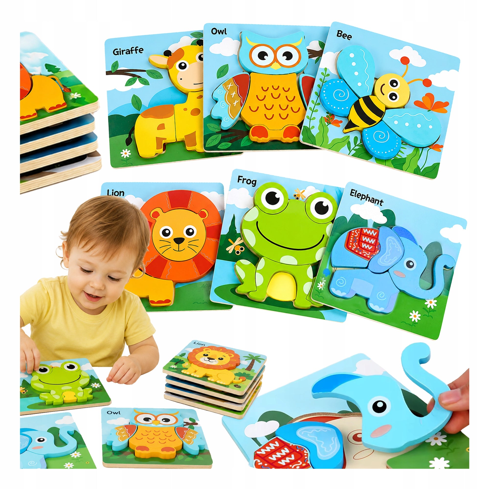 PUZZLE MONTESSORI WOODEN BLOCKS CHILDREN EDUCATIONAL LARGE 34 EL