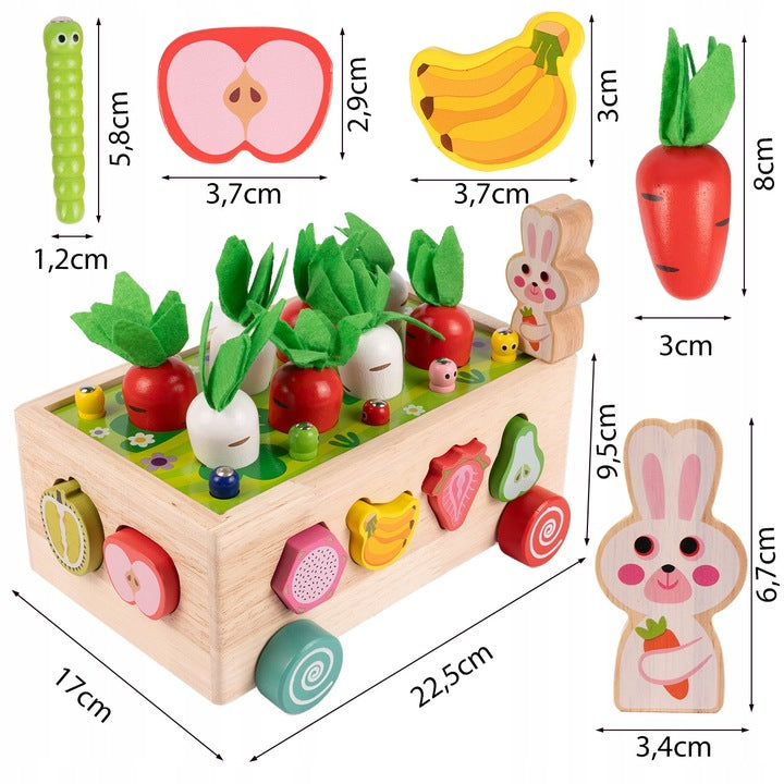 PUZZLE MONTESSORI WOODEN BRICK SORTER CATCH CARROT WORM CART Packaging status original