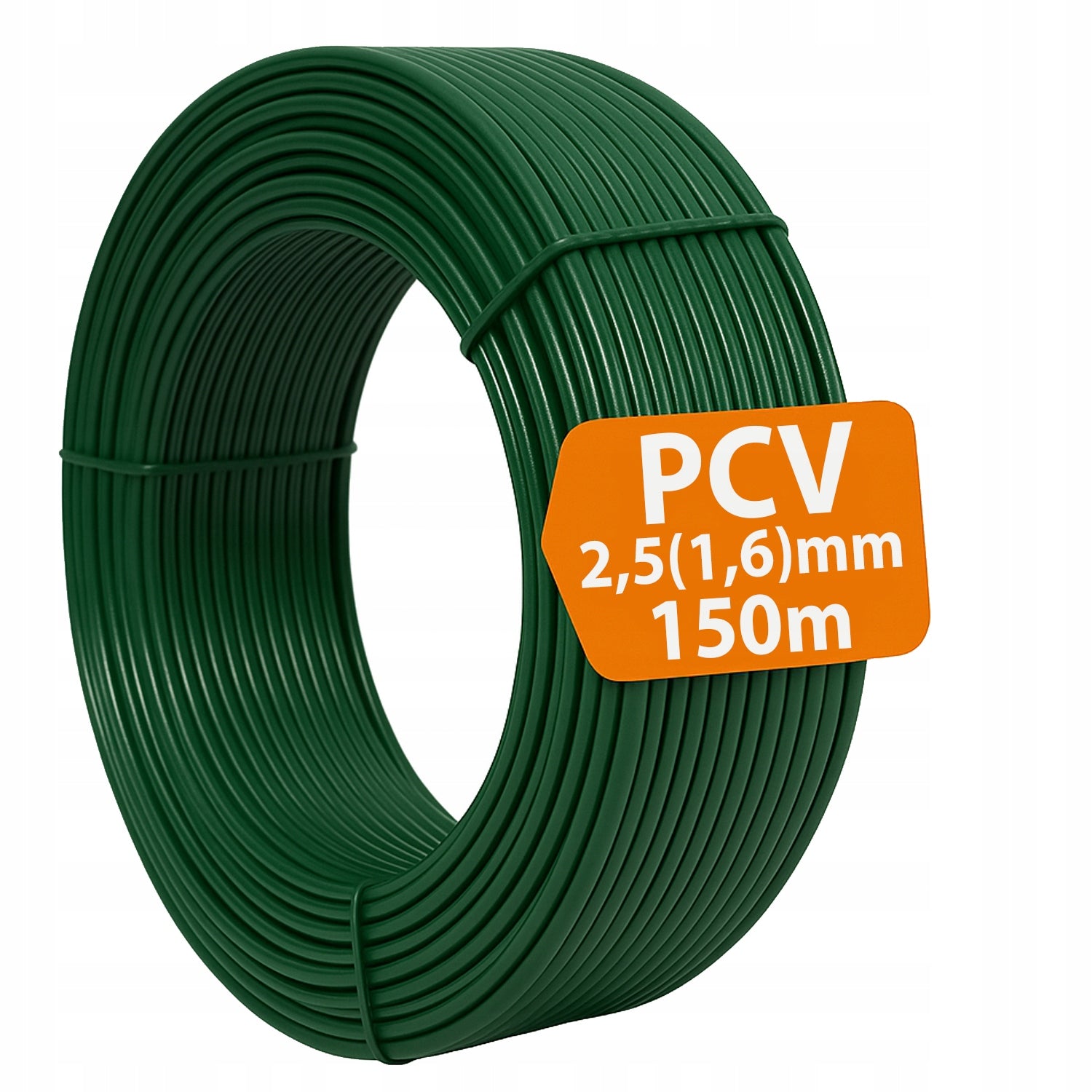 PVC COATED HORTICULTURAL TENSION WIRE FOR MESH 2,5 (1,6) MM 150M GREEN