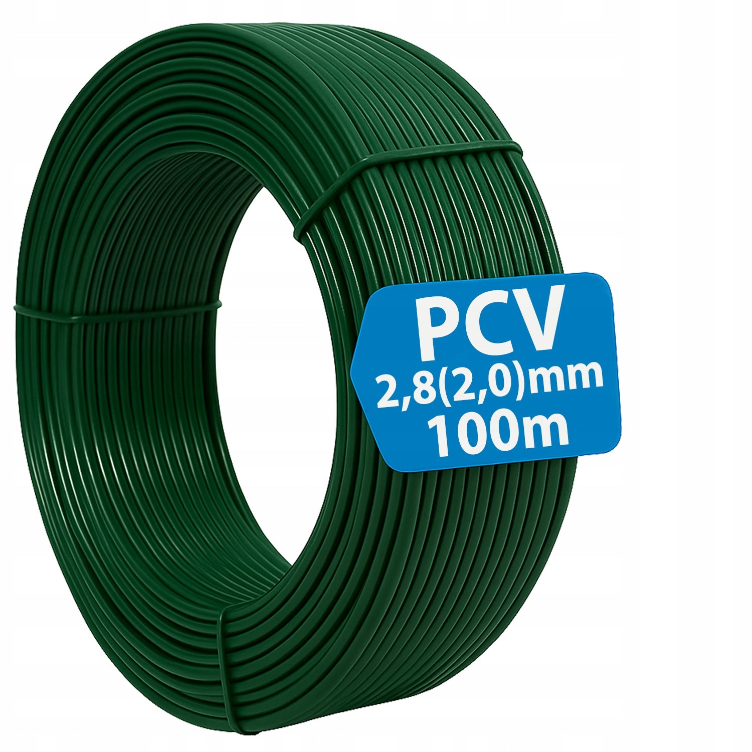 PVC COATED HORTICULTURAL TENSION WIRE FOR MESH 2,8 - 2,0MM 100M GREEN