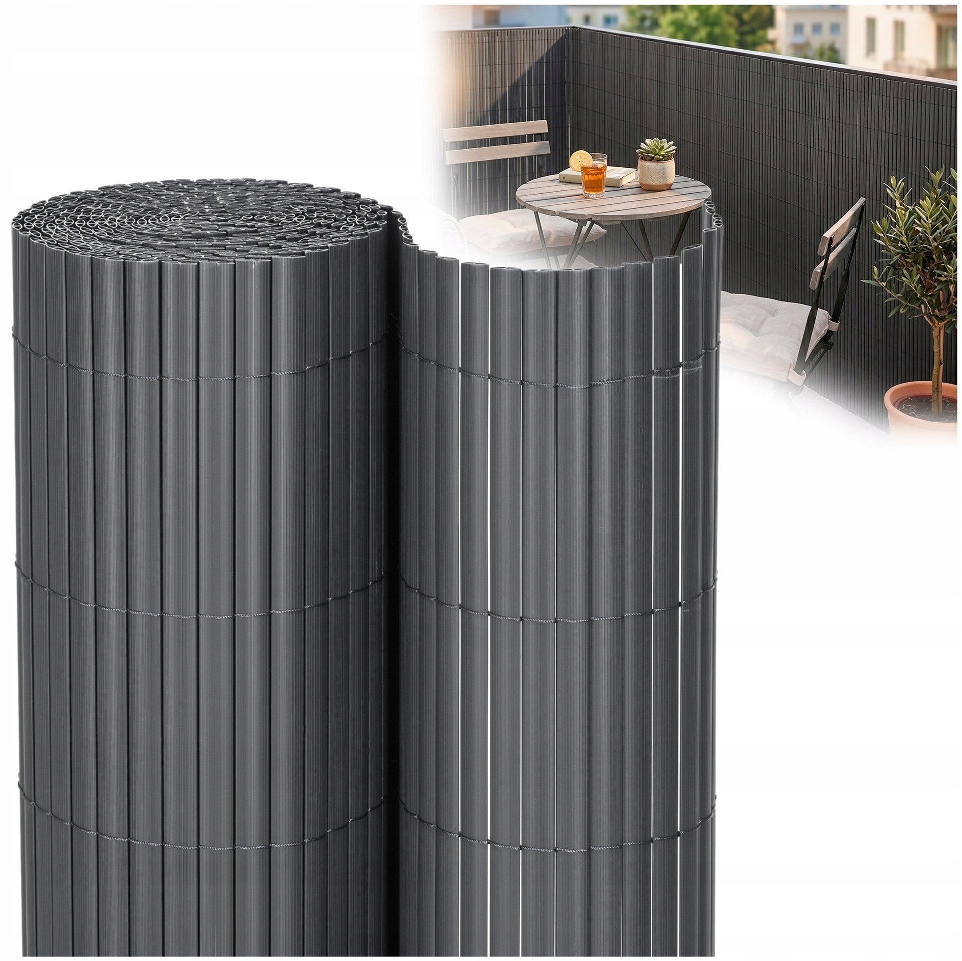 PVC COVER 100x500cm MASKING GREY BALCONY MAT TERRACE FENCE