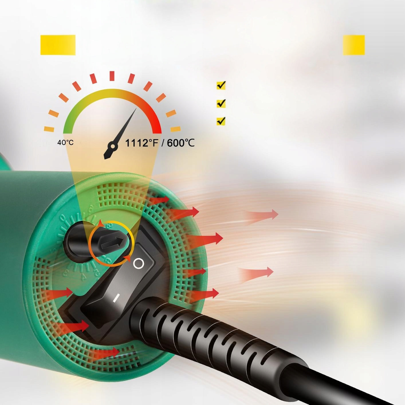 PVC Film Welding Machine 1600W Temperature Adjustable Set of 8 Tips 220V Maximum power 1600 W
