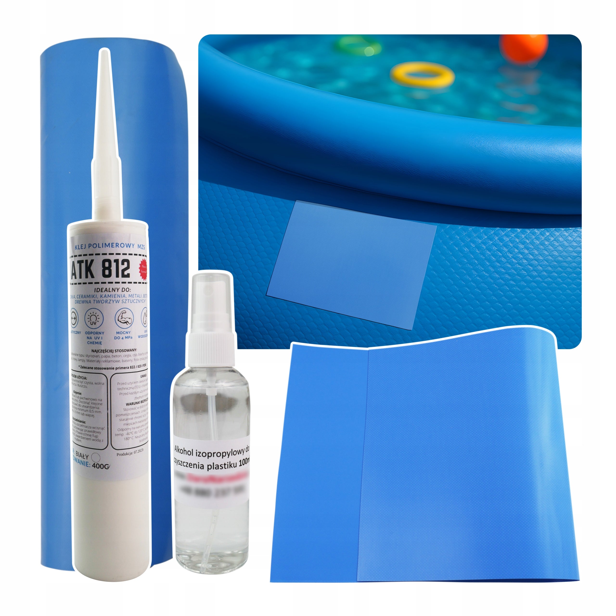 PVC Patch Repair Kit 50x27cm Polymer Adhesive 400g For Pool Repair