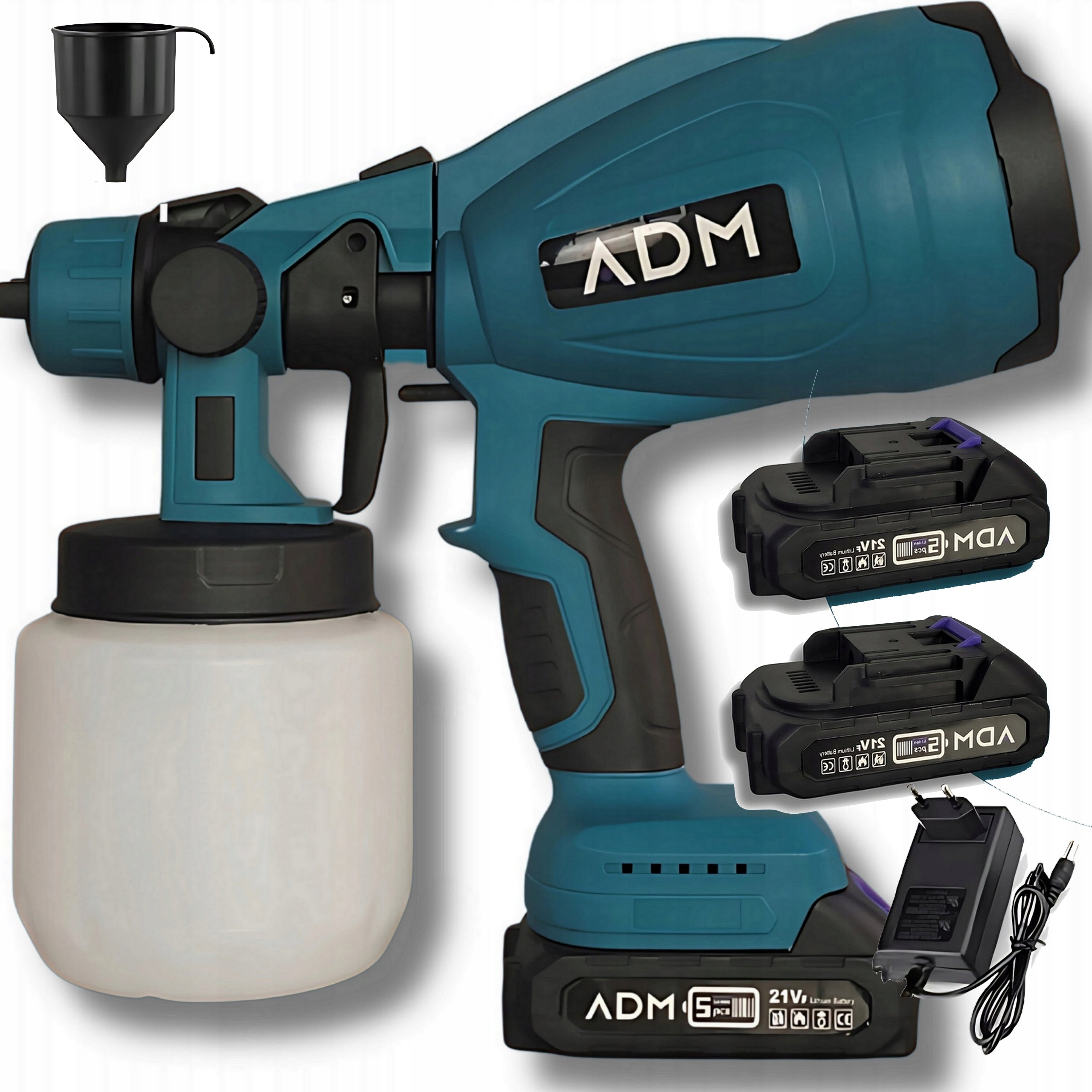 Paint Gun 21V with 2 Rechargeable Cordless 800ml reg Nozzle