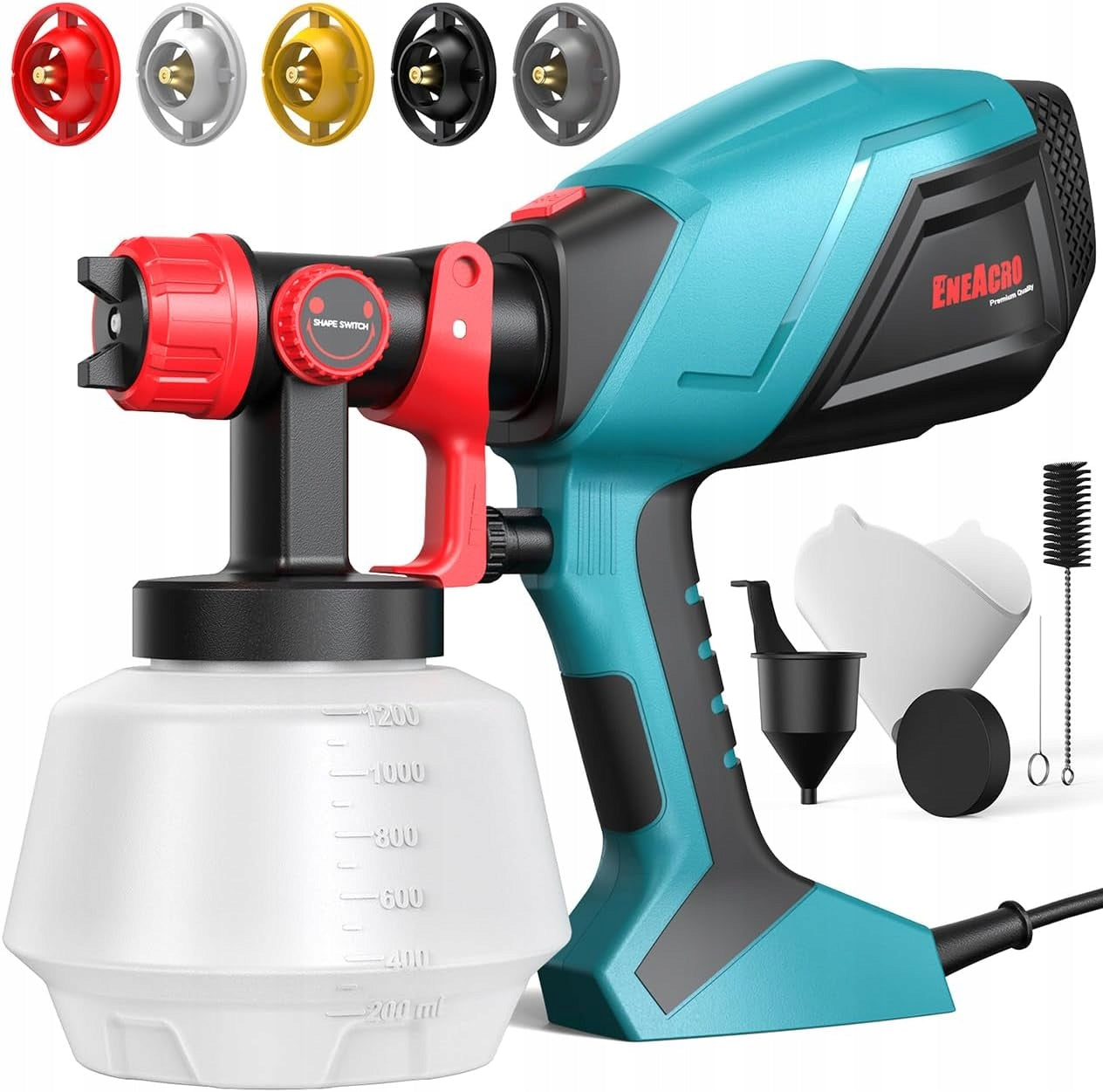 Paint gun HVLP 700W 1200ml Spraying system + 5 nozzles ENEACRO