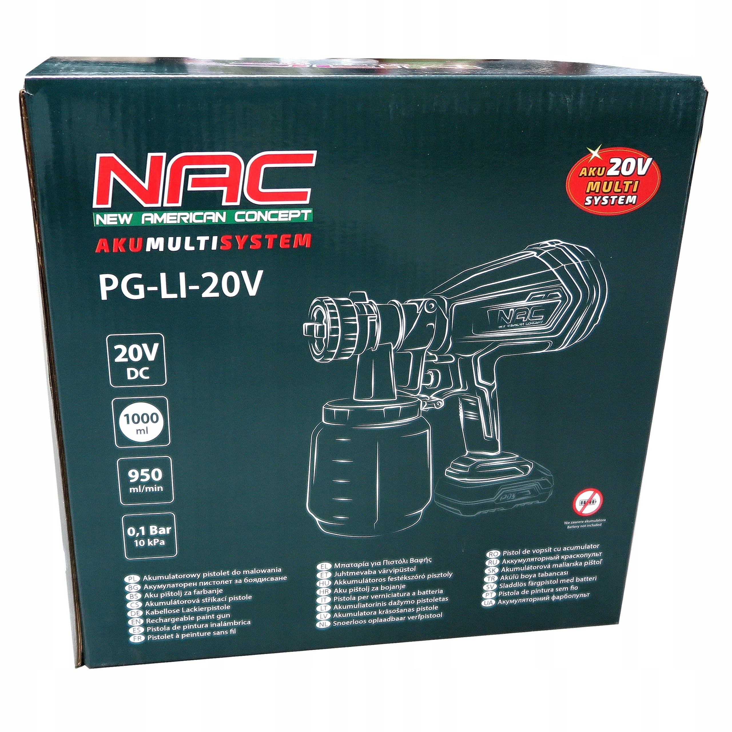 Paint gun for battery painting 1l 20V NAC PG-LI-20V Body Manufacturer code PG-LI-20V