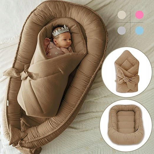 Palulli muslin baby cocoon LONG 100x60cm cotton 100% Color beige