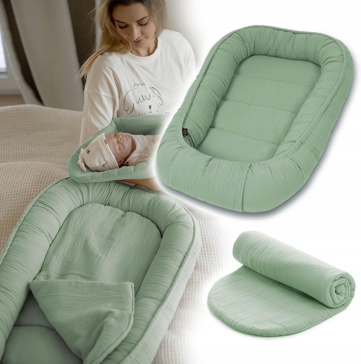 Palulli muslin baby cocoon LONG 100x60cm + cotton insert 100%
