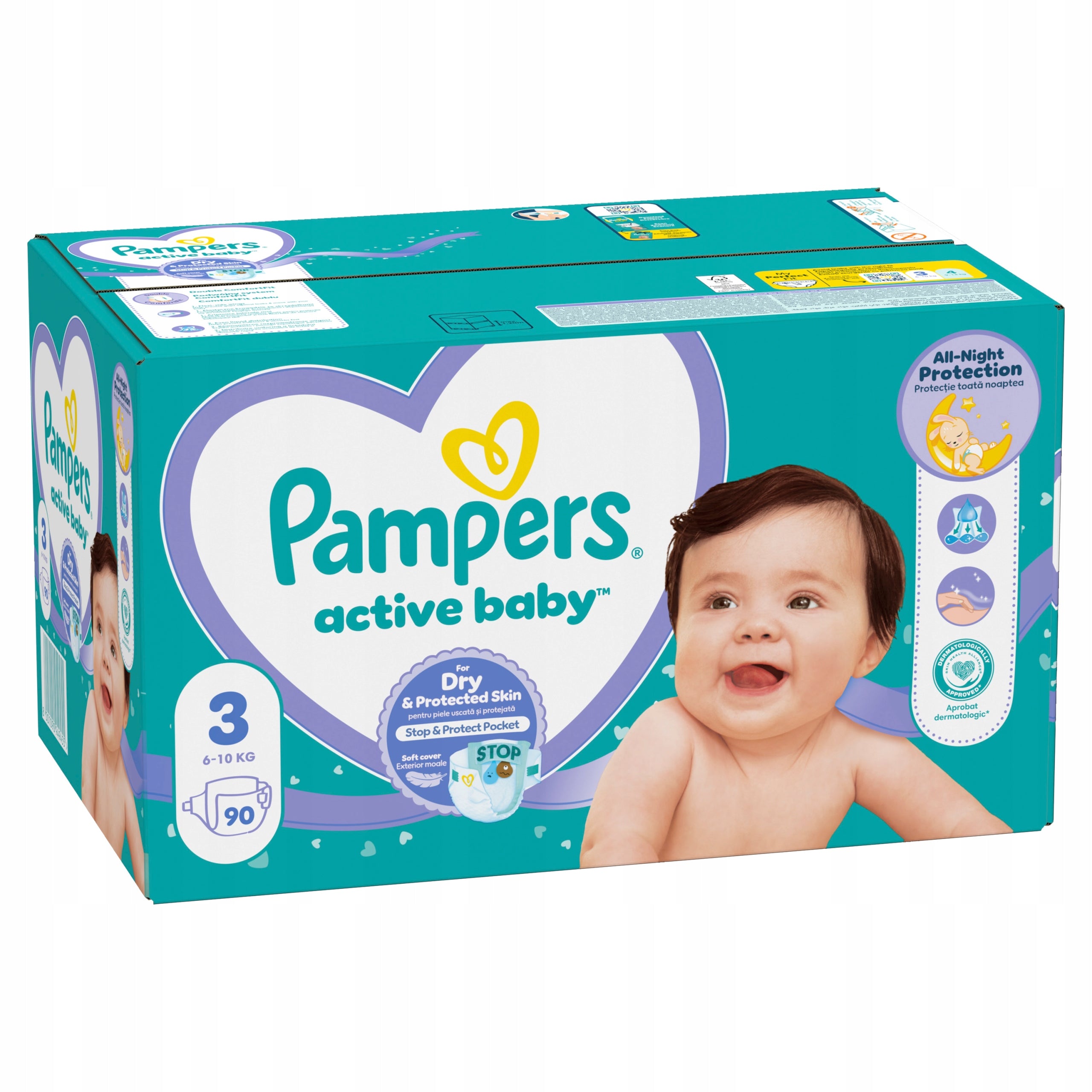 Pampers Active Baby Diapers, size 3, 6kg-10kg, 90 pieces Packaging status original
