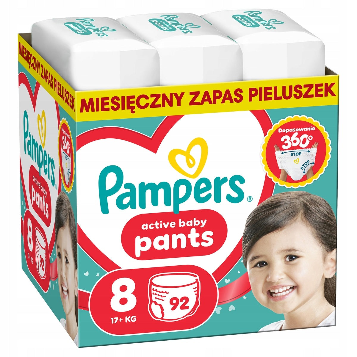 Pampers Active Baby Pants Size 8, 2x 92 Pack, 17+ kg Diapers Brand Pampers