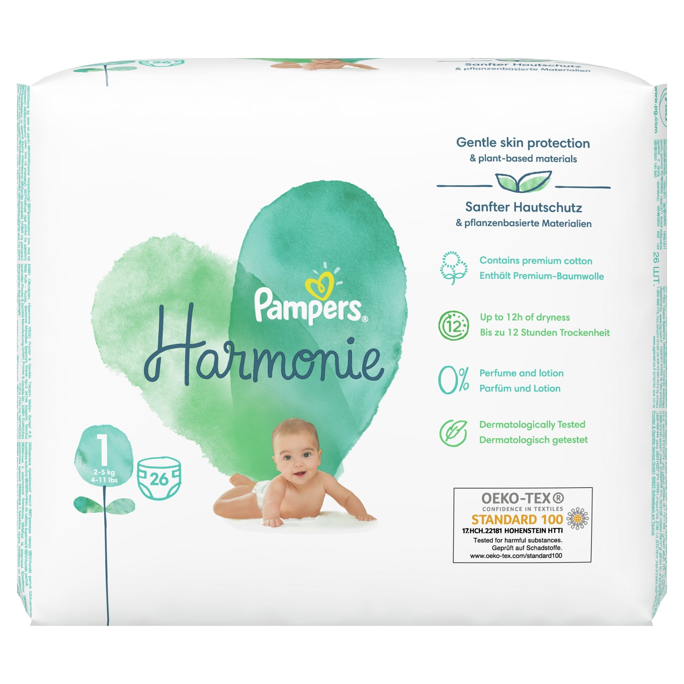 Pampers Harmonie Diaper Size 1 Newborn (2-5 kg) 26 pcs. Manufacturer code 81754099