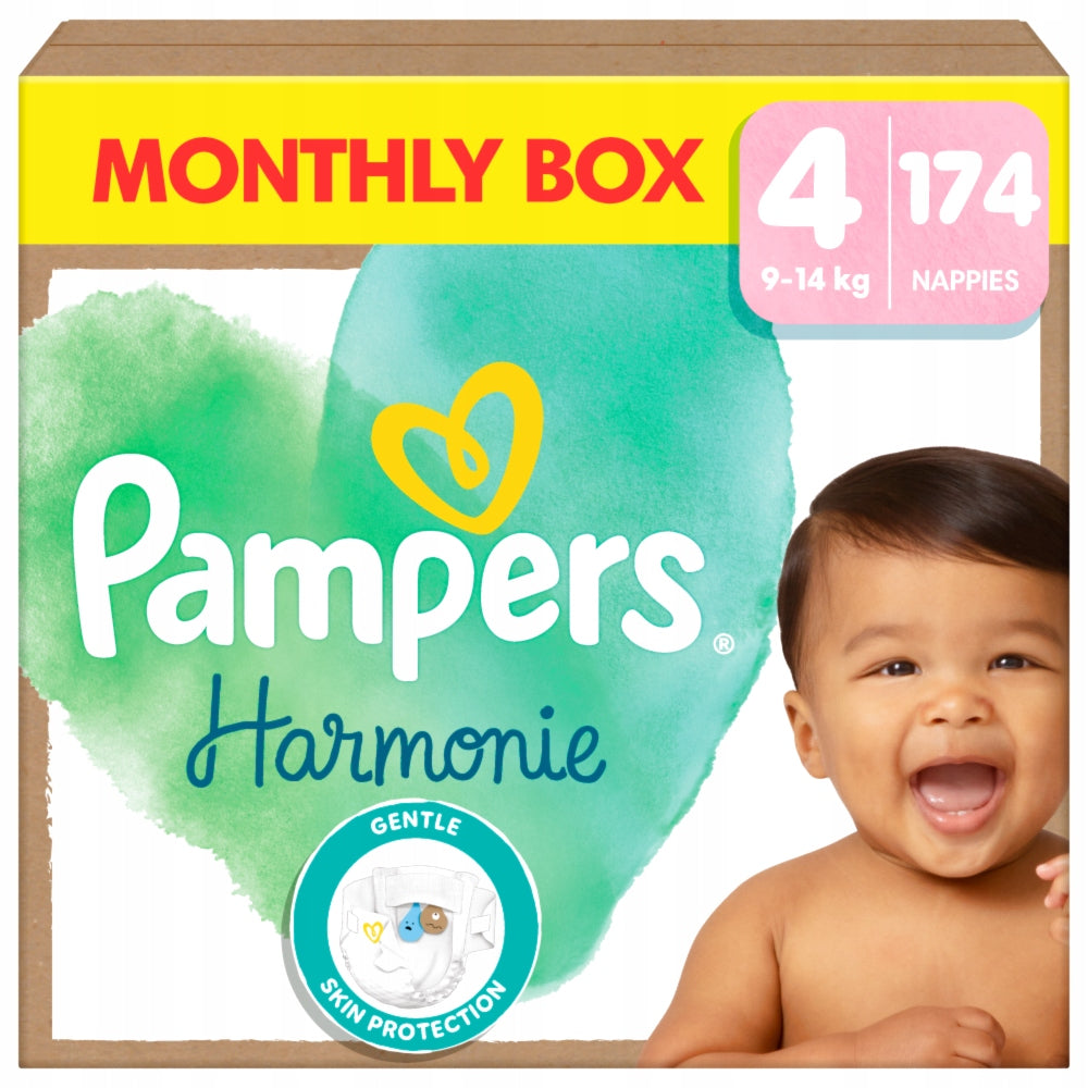 Pampers Harmonie Monthly Box Diapers, Size 4, 9-14 kg, 174 Pack