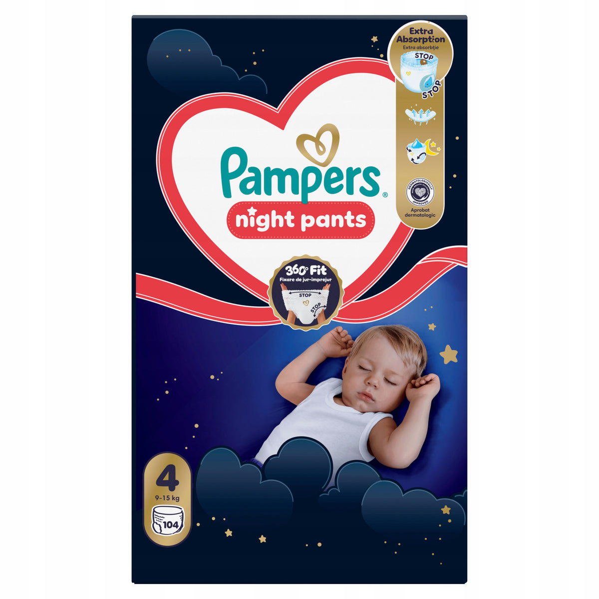 Pampers Night Pants Monthly box Diapers For Night SIZE 4, 104 pcs, 9-15kg Packaging status original