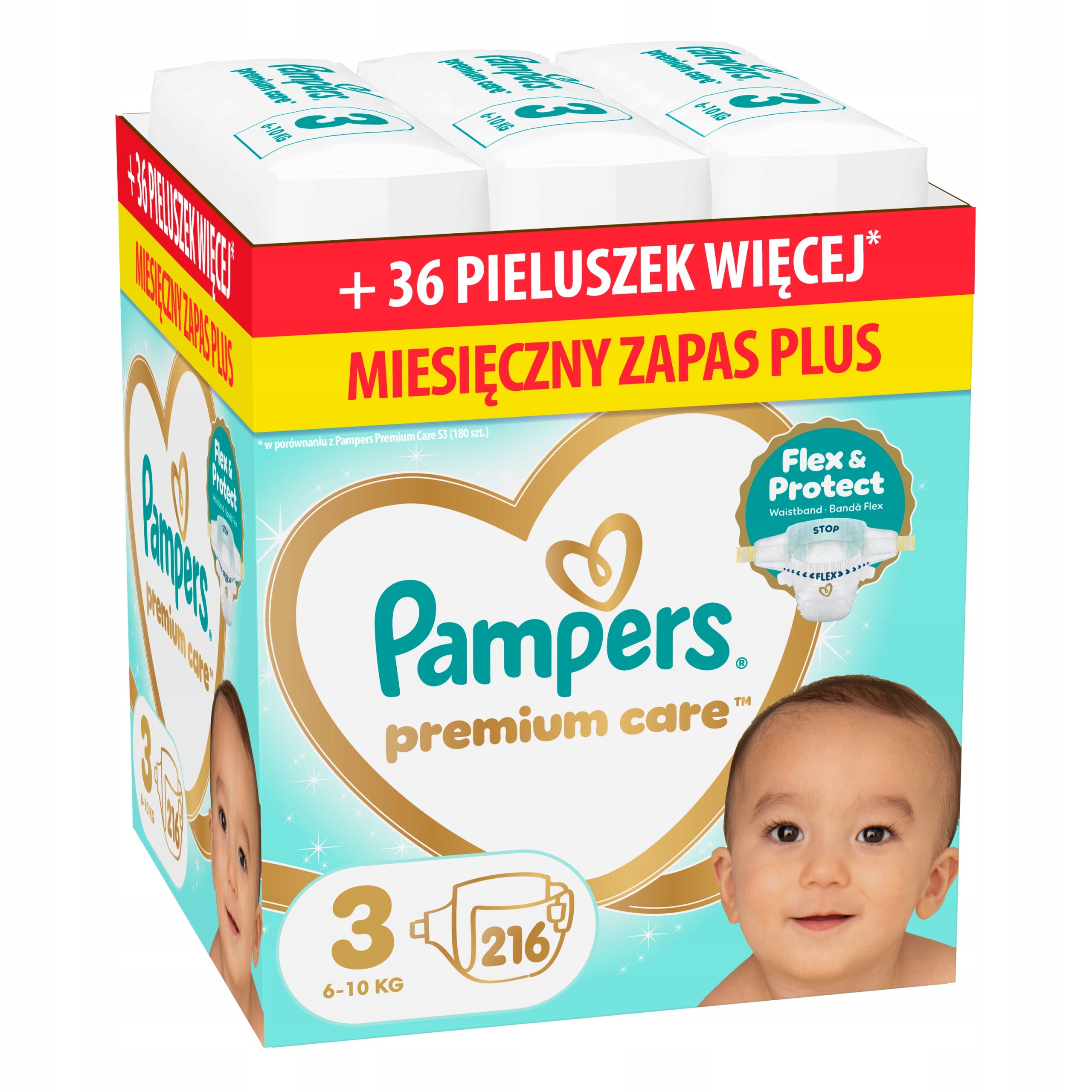 Pampers Premium Care 3, 216 pcs, 6-10 kg Diapers Monthly stock PLUS