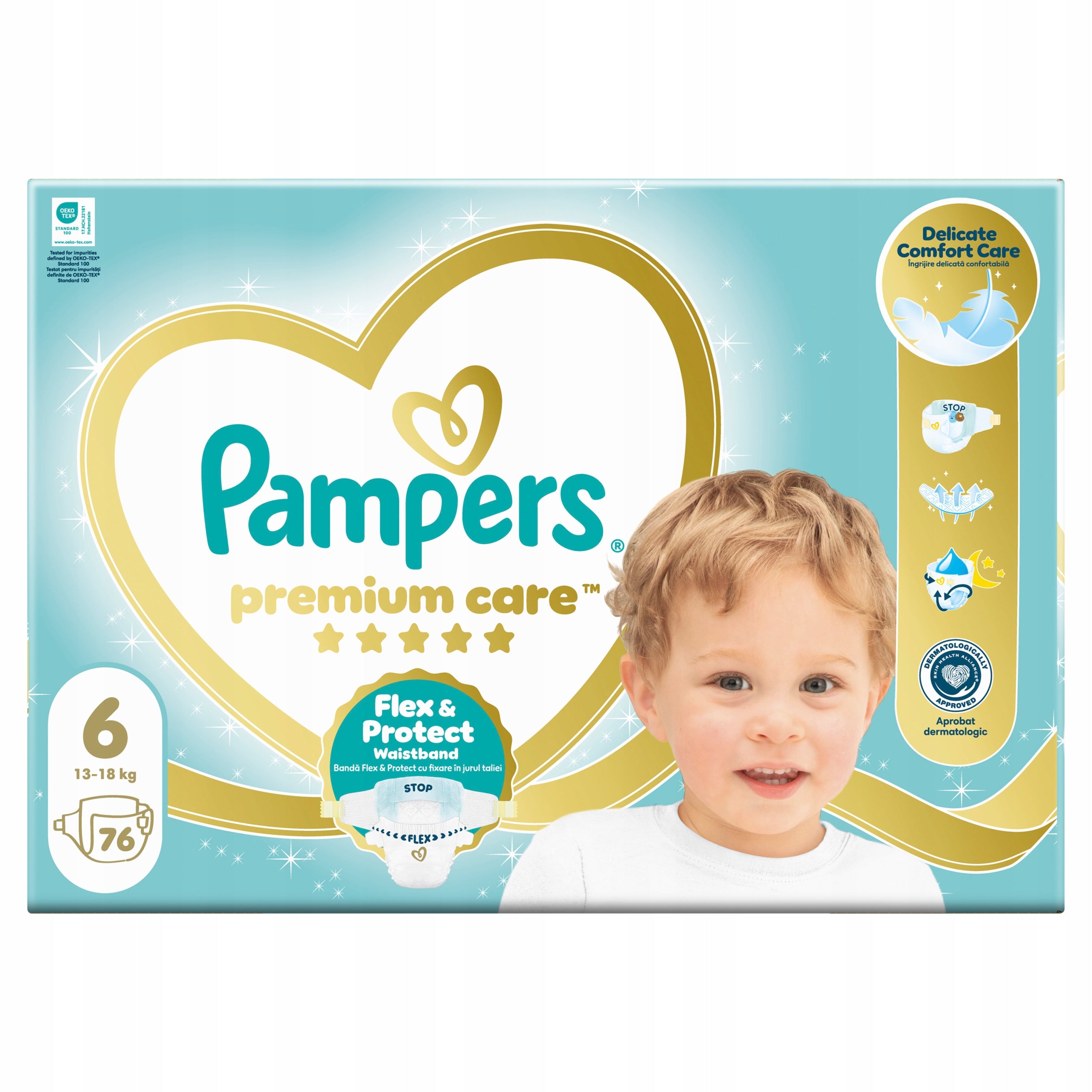 Pampers Premium Care Diapers Size 6, 76 Diapers, 13-18kg Packaging status original
