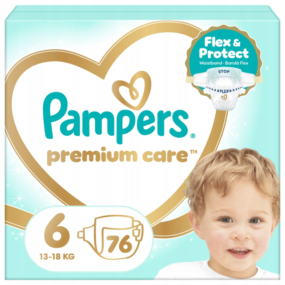 Pampers Premium Care Diapers Size 6, 76 Diapers, 13-18kg