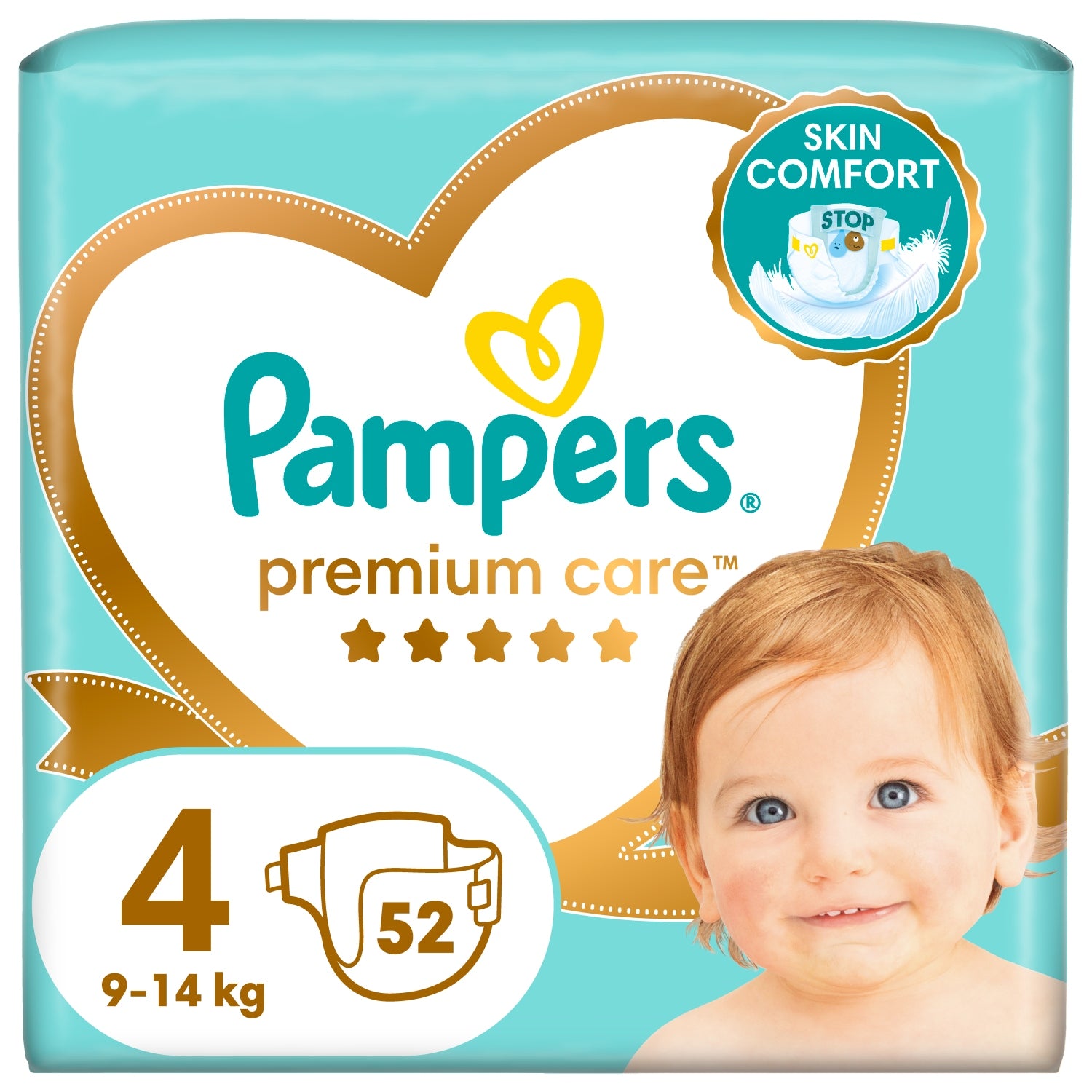 Pampers Premium Care Diapers size 4, 9-14 kg, 52 pieces x2 Packaging status original