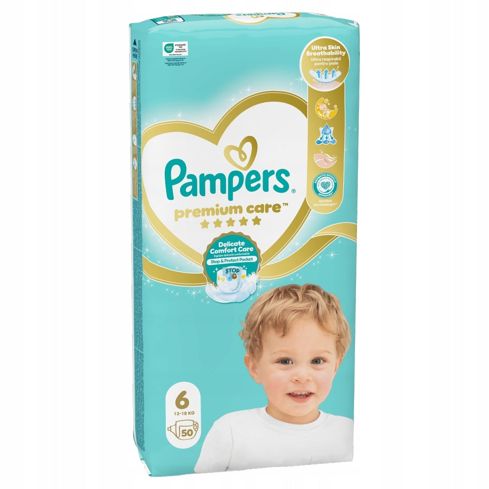 Pampers Premium Care size 6, 50 baby diapers, 13kg-18kg Manufacturer code 81694807
