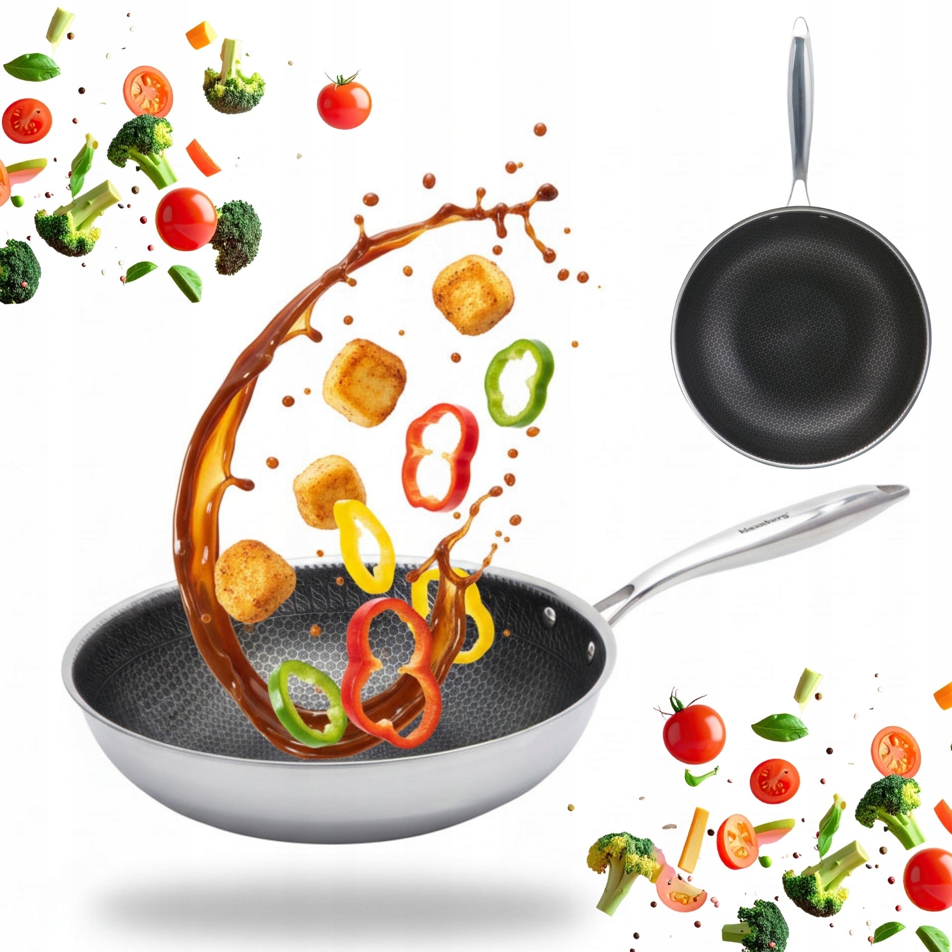 Pan 28 cm Honeycomb Non-Stick 3-Ply Steel 304 Induction PFOA Free”