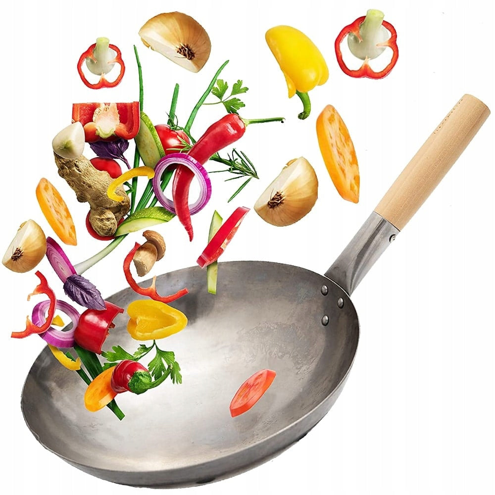 Pan Chinese Wok HAND FORGED Carbon Steel Wed 14 Cali 35,5cm PROORIENT