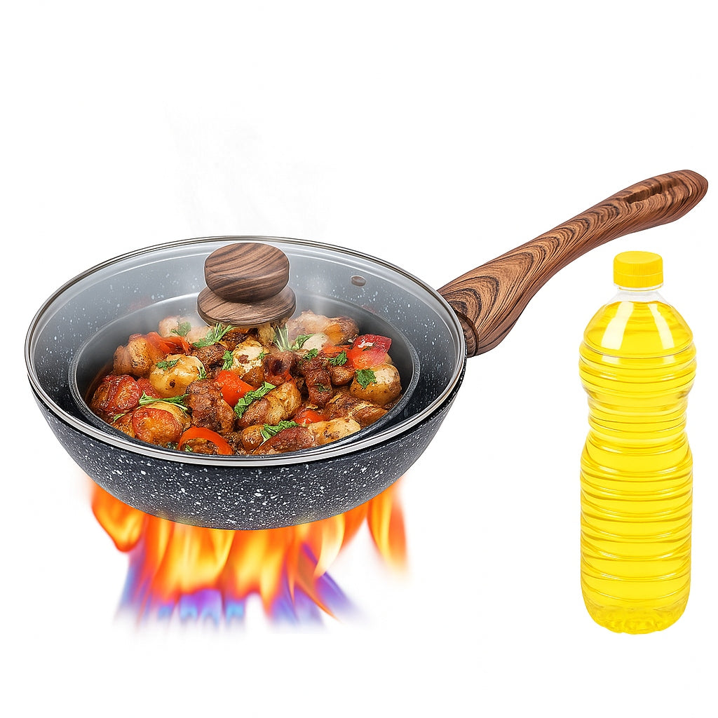 Pan Marble Wok 24 cm Deep Induction Nonstick Gas