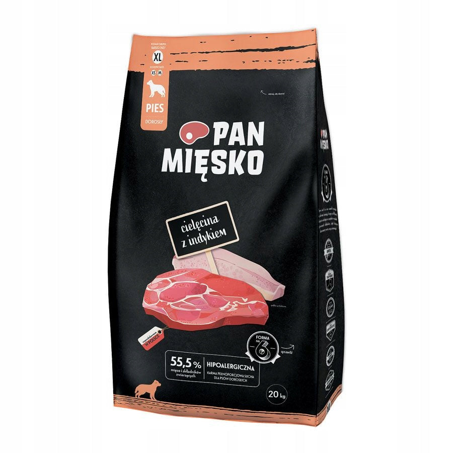 Pan Mięsko Dry Dog Food VEAL TURKEY VEGETABLES Large Breeds XL 20kg