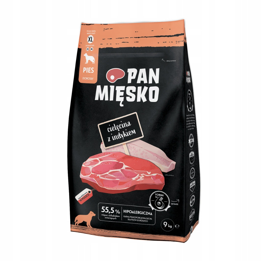Pan Mięsko Veal Dog Food with Turkey Crisps XL 9kg Brand Pan Mięsko