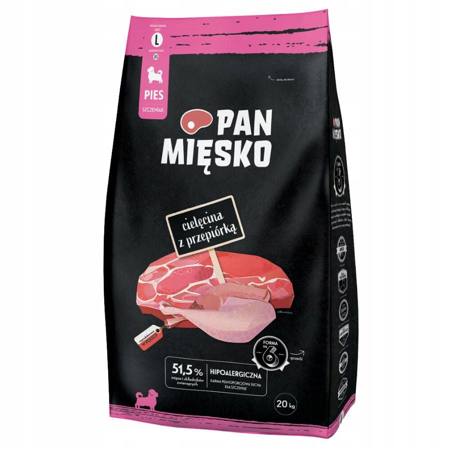 Pan Mięsko dry food for puppies VEAL QUAIL Large breeds L 20kg Manufacturer code 5904463130104