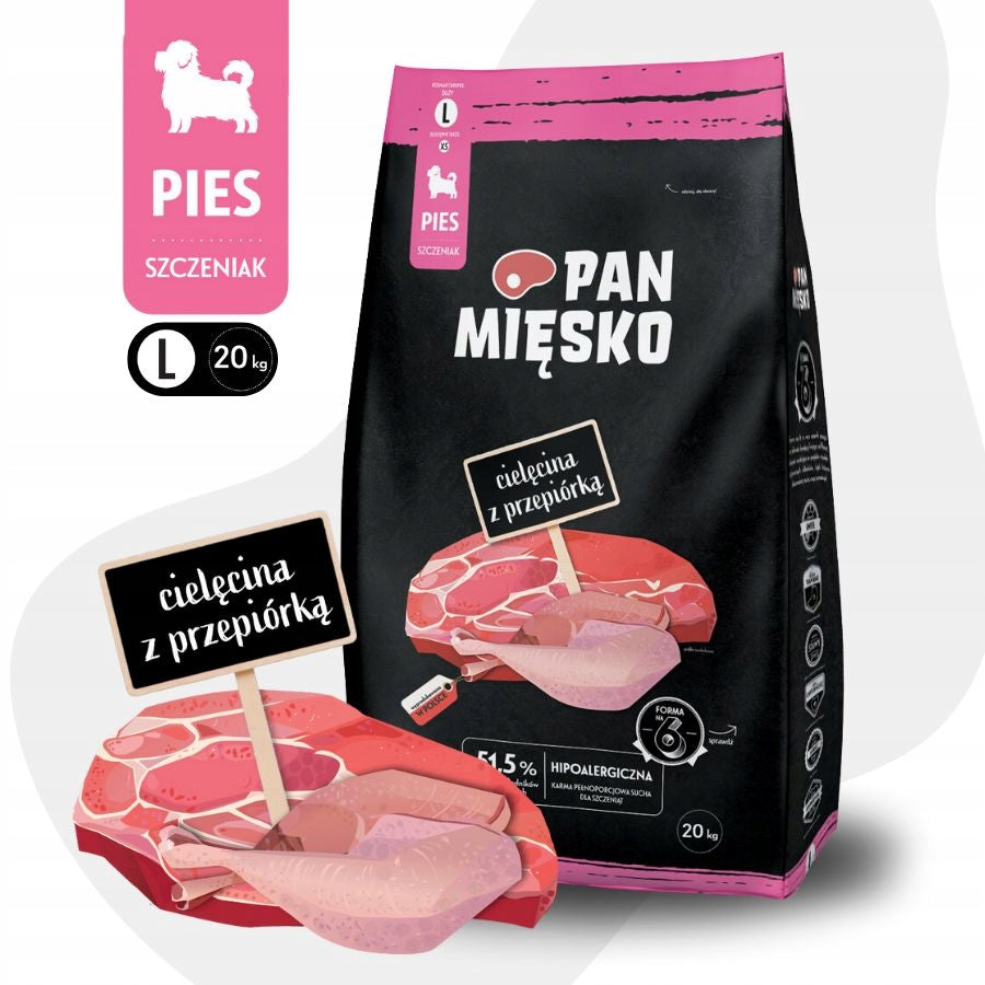 Pan Mięsko dry food for puppies VEAL QUAIL Large breeds L 20kg