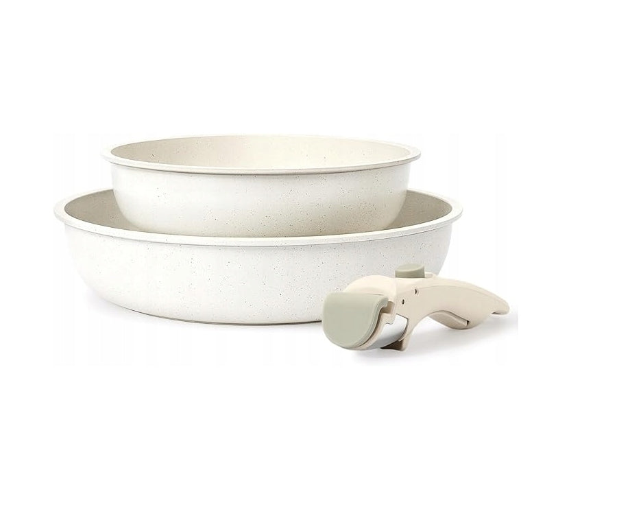 Pan Set Removable Non-stick Handle White