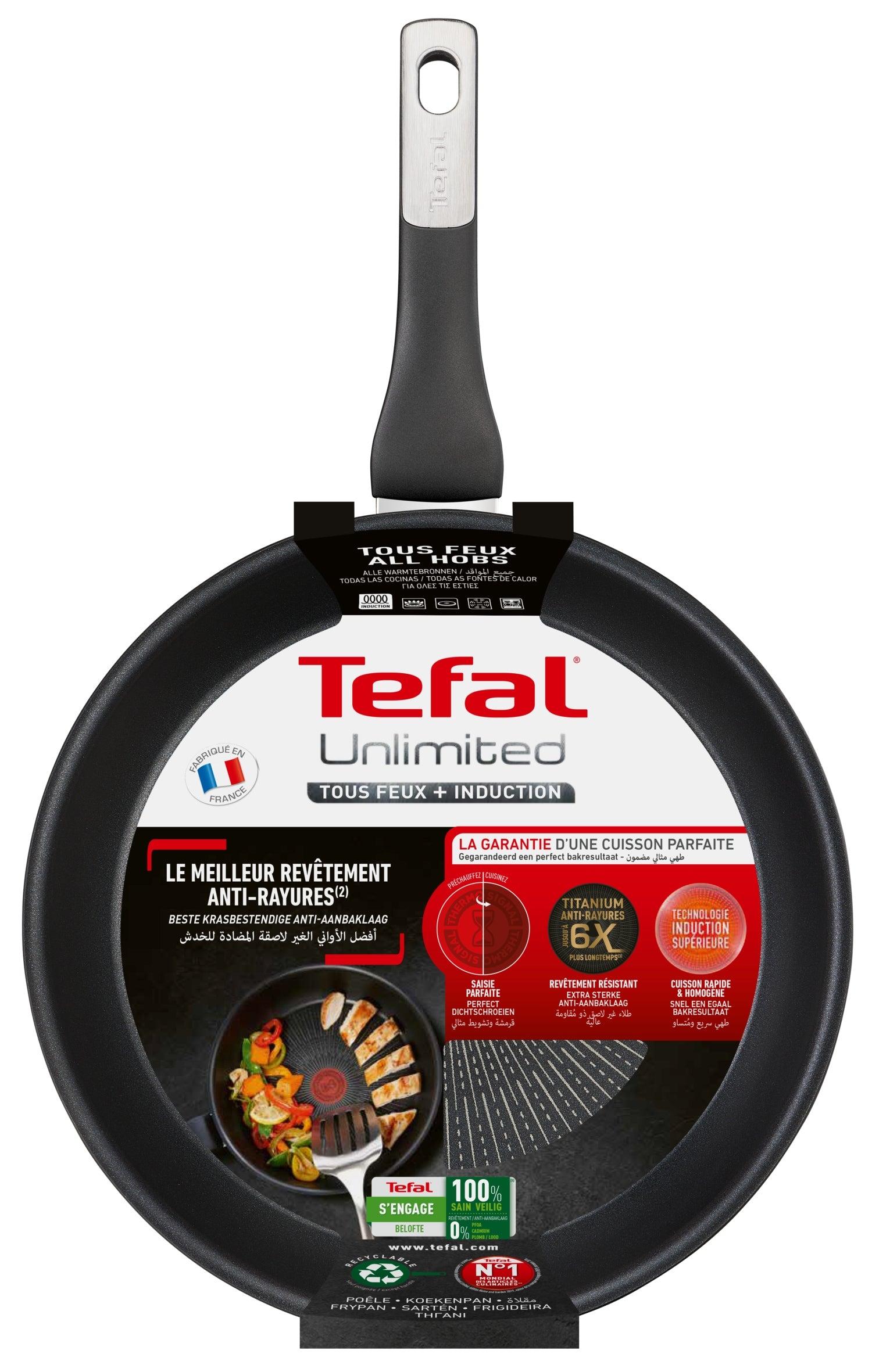 Pan Tefal Wok Unlimited 28 cm coating Titanium induction Thermo-Signal Brand Tefal