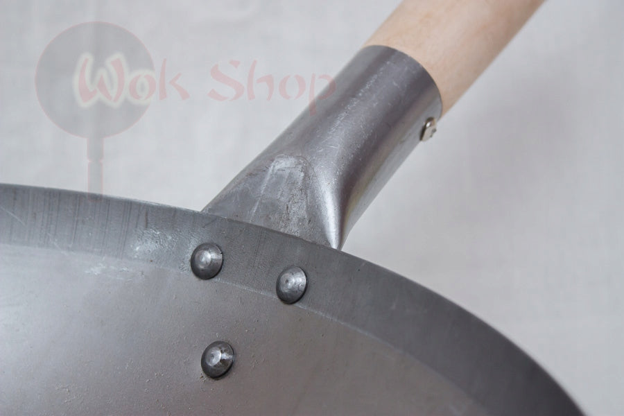 Pan Wok 30 Carbon Steel Flat Bottom Wooden Cancer Quick Fry Brand no brand