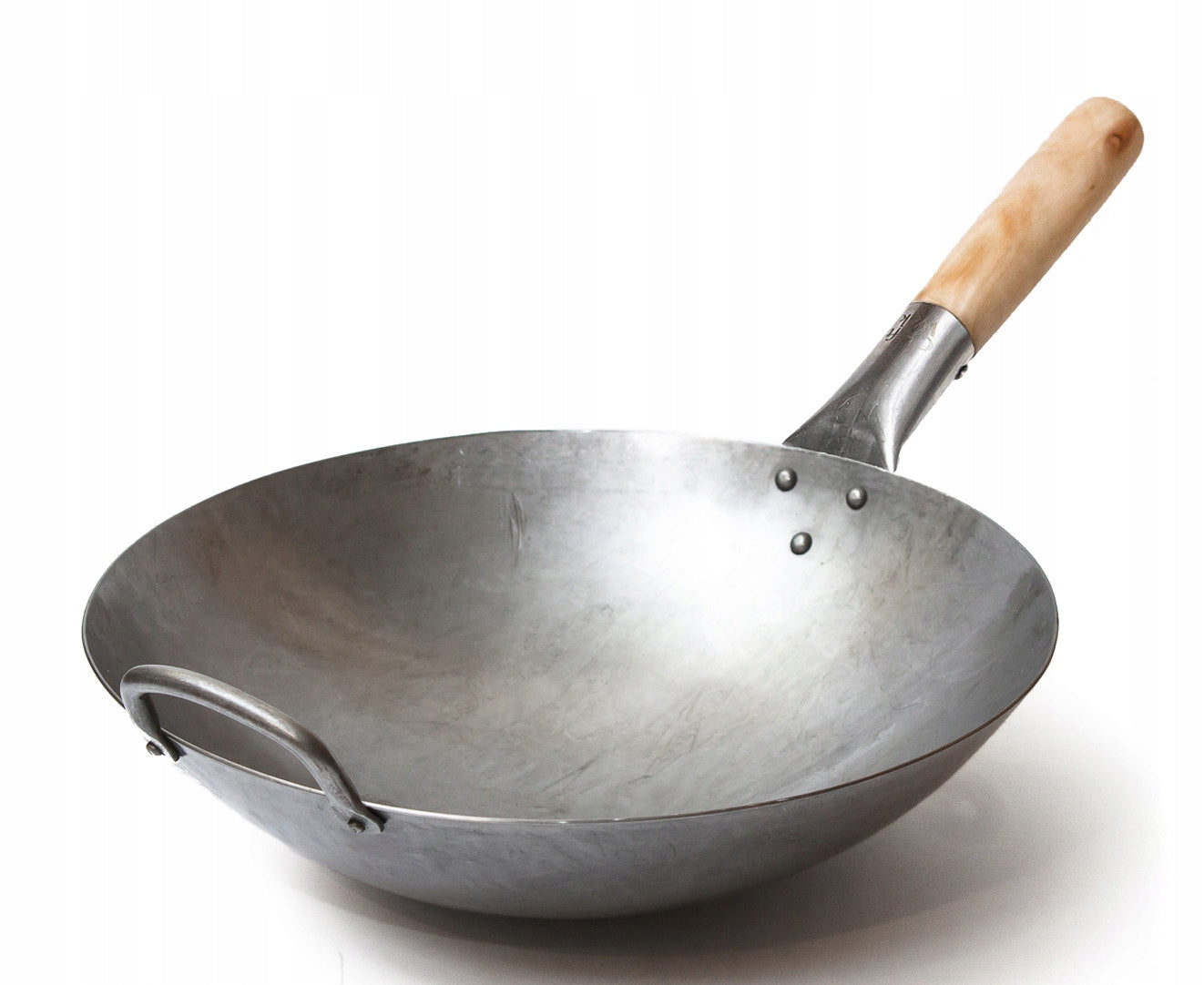 Pan Wok 30cm Carbon Steel 1,8mm Round Bottom Quick Frying Craft Wok